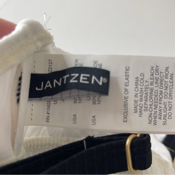 Jantzen Bikini Swim Top White Black Size 6 - Picture 9 of 13